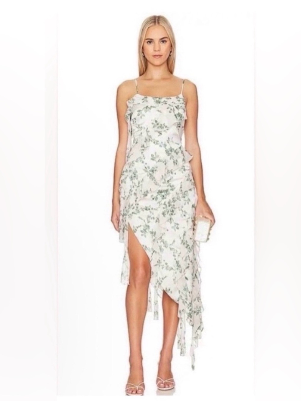 NWT MISA Los Angeles Ilysa Dress White Floral Sage Small